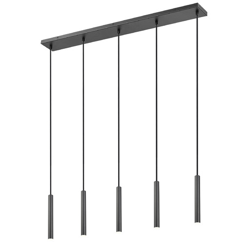 Z-Lite Z-Lite Forest Matte Black LED Multi-Light Pendant with Cylindrical Shade 919MP12-5L-MB-LED