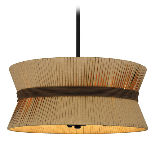Quoizel Lighting Quoizel Lighting Delynn Western Bronze Pendant Light with Drum Shade QP6212WT