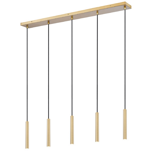 Z-Lite Z-Lite Forest Modern Gold LED Multi-Light Pendant with Cylindrical Shade 919MP12-5L-MGLD-LED