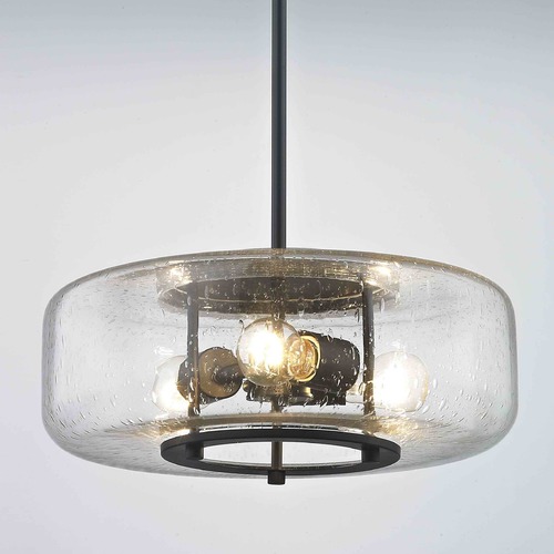Design Classics Lighting Industrial Seeded Glass Pendant Light with 3 Lights Bronze Finish 1810-220