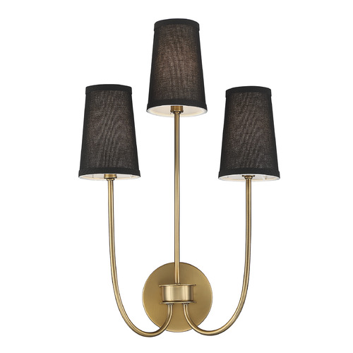 Meridian 22.5-Inch High Triple Wall Sconce in Natural Brass by Meridian M90065NB