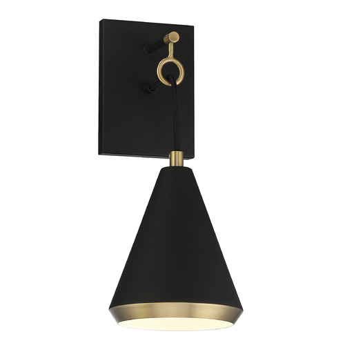 Meridian 17-Inch Wall Sconce in Matte Black & Natural Brass by Meridian  M90066MBKNB