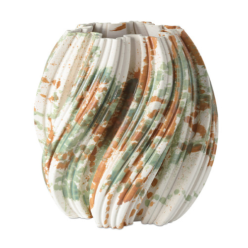 Currey and Company Lighting Currey and Company Camouflage Green & Brown & Off-White Vase 1200-0986