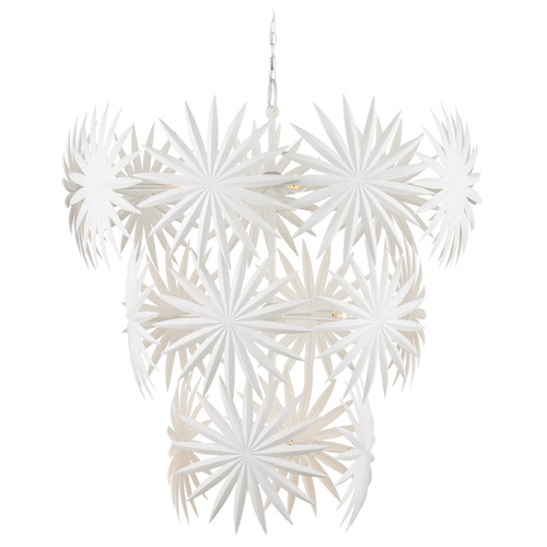 Currey and Company Lighting Currey and Company Marjorie Skouras Bismarkia Gesso White Chandelier 9000-1114