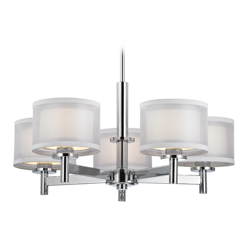 Dolan Designs Lighting Double Organza 5-Light Chandelier in Chrome 1270-26