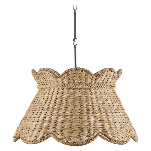 Currey and Company Lighting Currey and Company Annabelle Natural / Mole Black Pendant Light with Scalloped Shade 9000-1115