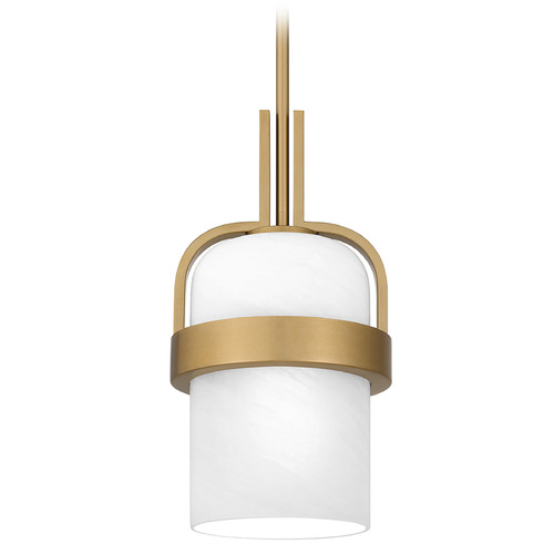 Quoizel Lighting Quoizel Lighting Duval Aged Brass Mini-Pendant Light with Cylindrical Shade QPP6174AB