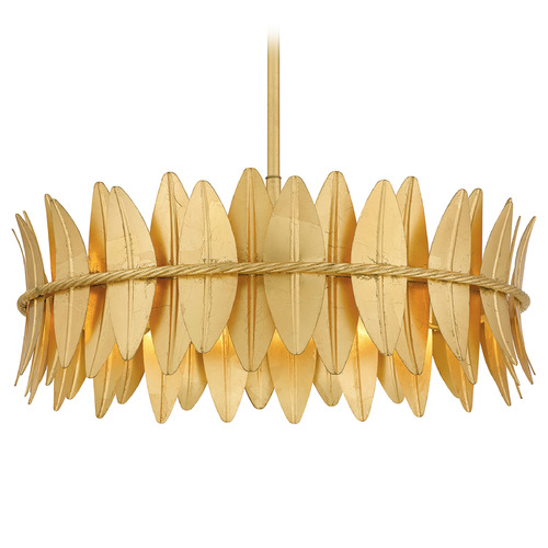 Quoizel Lighting Quoizel Lighting Liza Gold Leaf Pendant Light with Drum Shade LIZ2820GFL