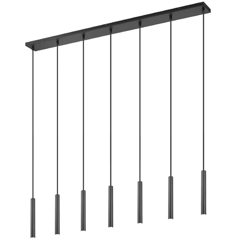 Z-Lite Z-Lite Forest Matte Black LED Multi-Light Pendant with Cylindrical Shade 919MP12-7L-MB-LED