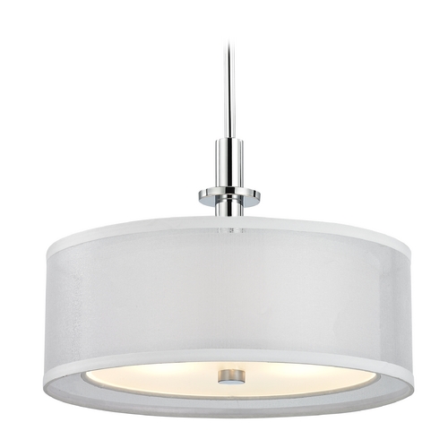 Dolan Designs Lighting Double Organza Drum Pendant Light Chrome 16 Inches Wide 3 Lt 1274-26