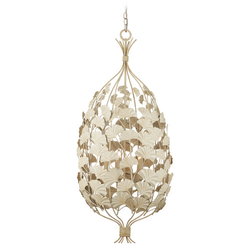 Currey and Company Lighting Currey and Company Maidenhair Antique Pearl Pendant Light with Oblong Shade 9000-1118