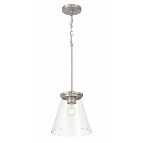 Craftmade Lighting Craftmade Lighting Connell Brushed Polished Nickel Mini-Pendant Light with Conical Shade 60492-BNK