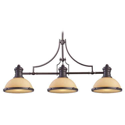 Elk Lighting Island Light with Off-White Glass in Oiled Bronze Finish 66235-3