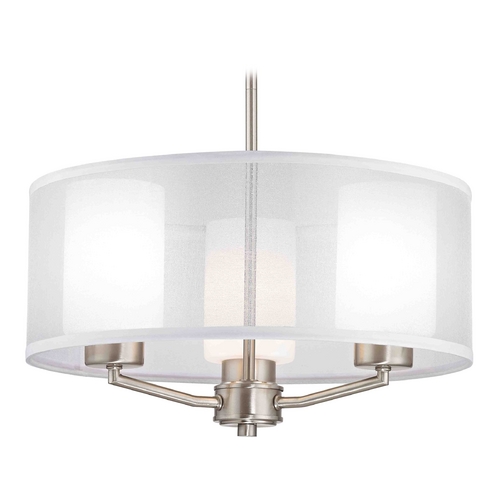 Design Classics Lighting Organza Drum Pendant Light Satin Nickel 3-Light 1723-09
