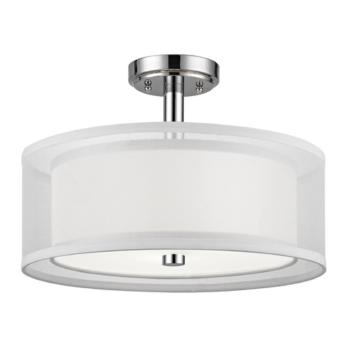 Dolan Designs Lighting Double Organza Drum Ceiling Light Chrome 16 Inches Wide 3 Lt 1275-26