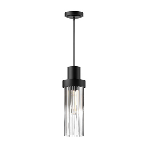 Alora Lighting Kent Fluted Glass Mini Pendant in Matte Black by Alora Lighting PD435605MBCR
