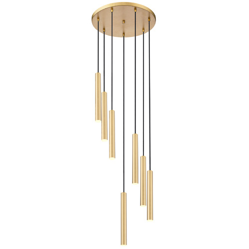Z-Lite Z-Lite Forest Modern Gold LED Multi-Light Pendant with Cylindrical Shade 919MP12-7R-MGLD-LED