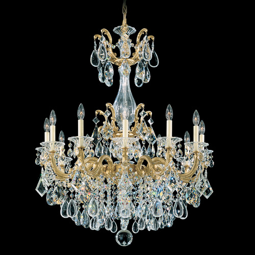 Schonbek Lighting Schonbek Worldwide Lighting La Scala Heirloom Gold Crystal Chandelier 5011-22R