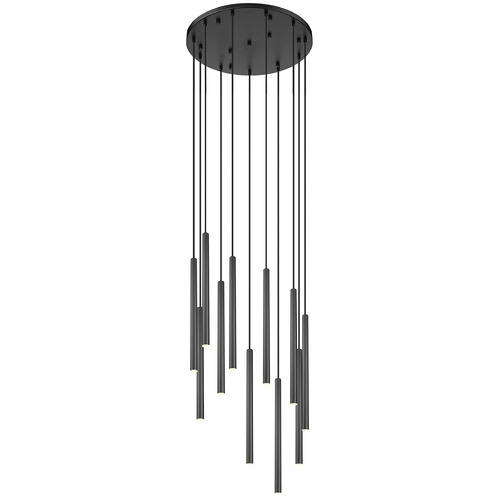Z-Lite Z-Lite Forest Matte Black LED Multi-Light Pendant with Cylindrical Shade 919MP24-11R-MB-LED