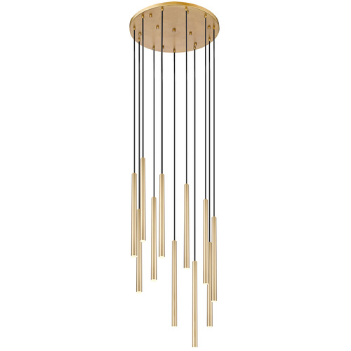 Z-Lite Z-Lite Forest Modern Gold LED Multi-Light Pendant with Cylindrical Shade 919MP24-11R-MGLD-LED