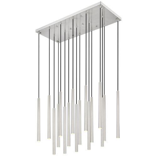 Z-Lite Z-Lite Forest Brushed Nickel LED Multi-Light Pendant with Cylindrical Shade 919MP24-17L-BN-LED