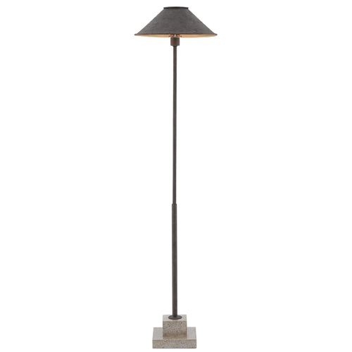 Currey and Company Lighting Fudo Floor Lamp in Mole Black/Gold Leaf/Polished Concrete by Currey  8000-0016