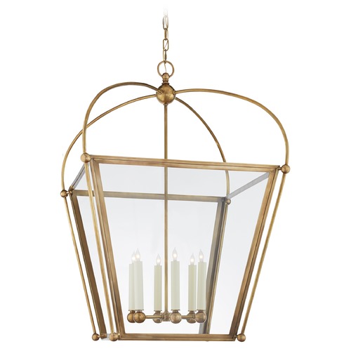 Visual Comfort Signature Collection E.F. Chapman Riverside Square Lantern in Brass by Visual Comfort Signature CHC3440ABCG
