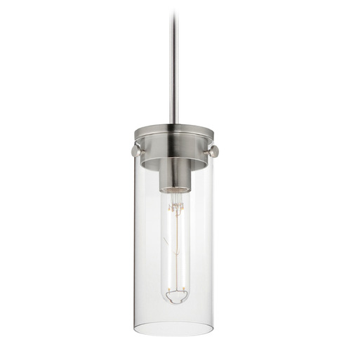 Maxim Lighting Maxim Lighting Pinn Satin Nickel Mini-Pendant Light with Cylindrical Shade 12406CLSN