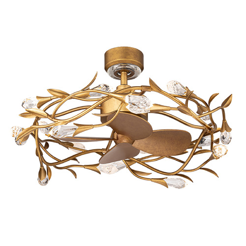Schonbek Lighting Schonbek Worldwide Lighting Secret Garden Fandelier French Gold LED Ceiling Fan with Light S2432-26OH