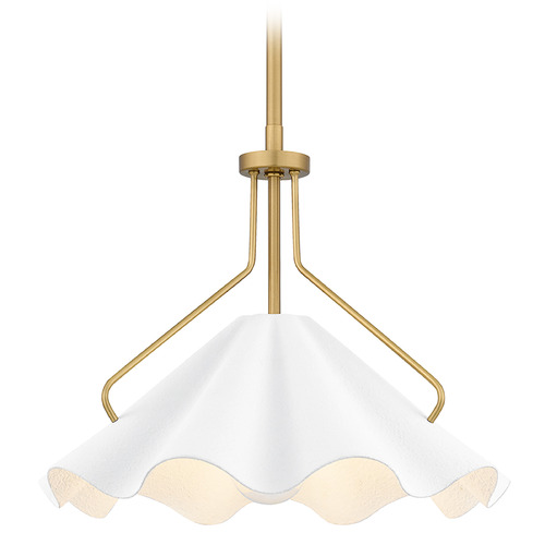 Quoizel Lighting Quoizel Lighting Mejia Aged Brass Pendant Light with Scalloped Shade QP6219AB