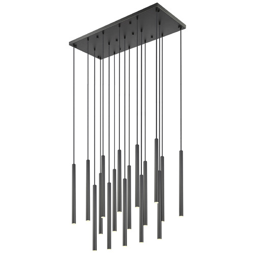Z-Lite Z-Lite Forest Matte Black LED Multi-Light Pendant with Cylindrical Shade 919MP24-17L-MB-LED