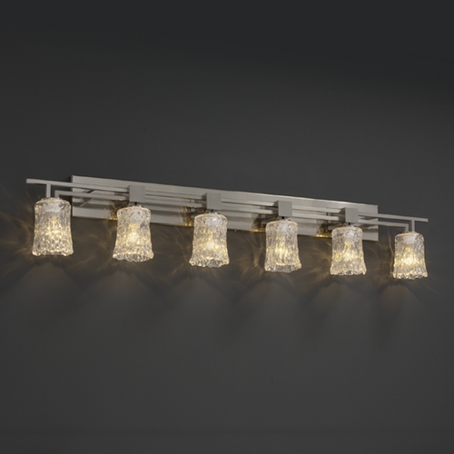 Justice Design Group Veneto Luce Collection Brushed Nickel Bathroom Light by Justice Design Group GLA-8706-16-CLRT-NCKL