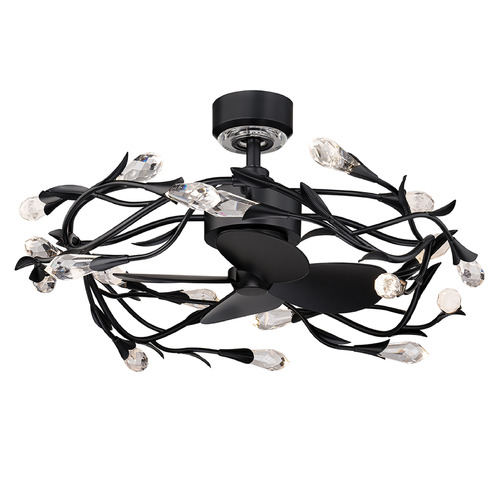 Schonbek Lighting Schonbek Worldwide Lighting Secret Garden Fandelier Black LED Ceiling Fan with Light S2432-51OH