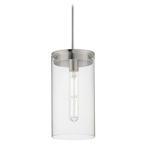 Maxim Lighting Maxim Lighting Pinn Satin Nickel Mini-Pendant Light with Cylindrical Shade 12408CLSN