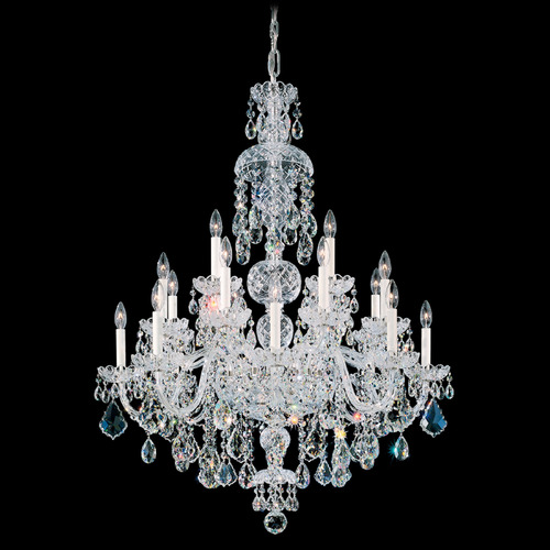 Schonbek Lighting Schonbek Worldwide Lighting Olde World Polished Silver Crystal Chandelier 6860-40R