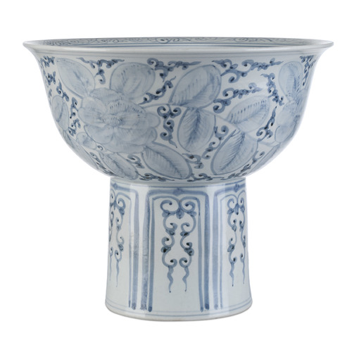 Currey and Company Lighting Currey and Company Ming Blue & Off-White Bowl 1200-1003