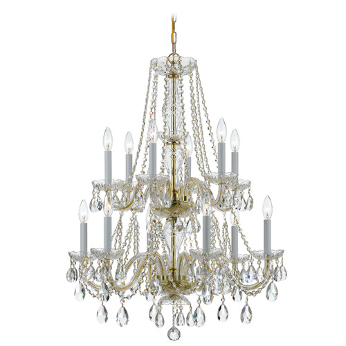 Crystorama Lighting Crystorama Lighting Traditional Crystal Polished Brass Crystal Chandelier 1137-PB-CL-SAQ