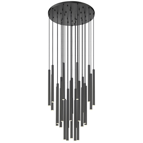 Z-Lite Z-Lite Forest Matte Black LED Multi-Light Pendant with Cylindrical Shade 919MP24-27R-MB-LED