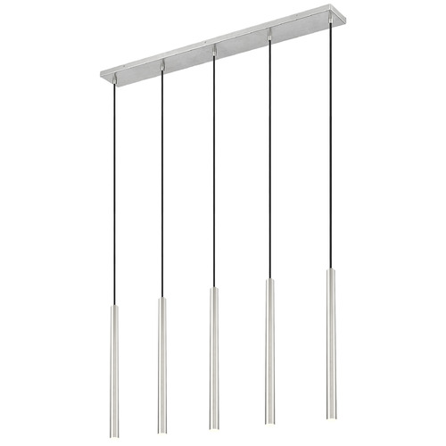 Z-Lite Z-Lite Forest Brushed Nickel LED Multi-Light Pendant with Cylindrical Shade 919MP24-5L-BN-LED