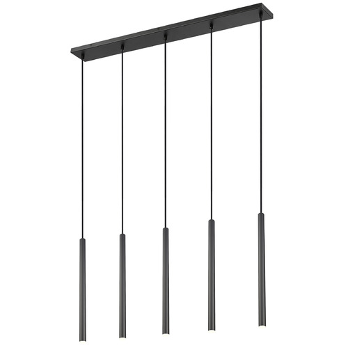Z-Lite Z-Lite Forest Matte Black LED Multi-Light Pendant with Cylindrical Shade 919MP24-5L-MB-LED