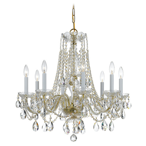 Crystorama Lighting Crystorama Lighting Traditional Crystal Polished Brass Crystal Chandelier 1138-PB-CL-SAQ