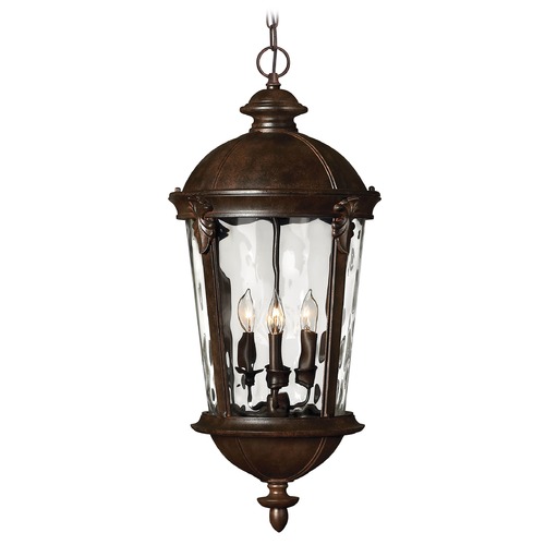Hinkley Outdoor Hanging Light with Clear Glass in River Rock by Hinkley Lighting 1892RK