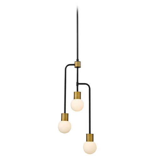Z-Lite Neutra Matte Black & Foundry Brass Chandelier by Z-Lite 621-3MB-FB
