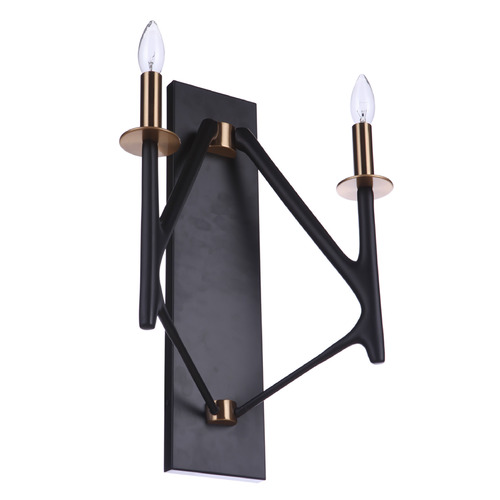 Craftmade Lighting the Reserve Flat Black & Satin Brass Sconce by Craftmade Lighting 55562-FBSB