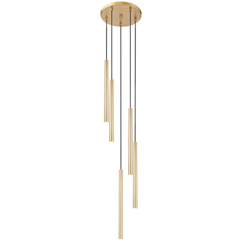 Z-Lite Z-Lite Forest Modern Gold LED Multi-Light Pendant with Cylindrical Shade 919MP24-5R-MGLD-LED
