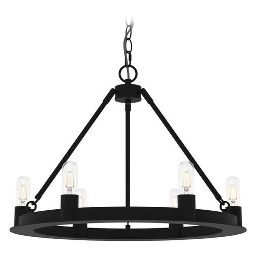 Hunter Fan Company Hunter Fan Company Saddlewood Natural Black Iron Chandelier 19033