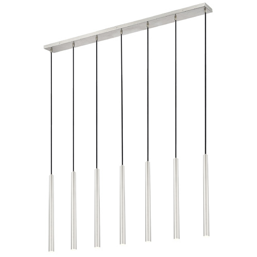 Z-Lite Z-Lite Forest Brushed Nickel LED Multi-Light Pendant with Cylindrical Shade 919MP24-7L-BN-LED