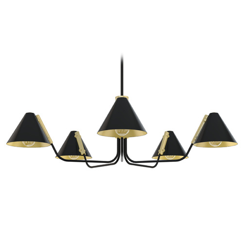 Hunter Fan Company Hunter Fan Company Grove Isle Matte Black & Modern Brass Chandelier 19195