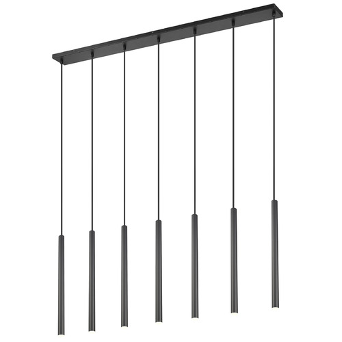 Z-Lite Z-Lite Forest Matte Black LED Multi-Light Pendant with Cylindrical Shade 919MP24-7L-MB-LED