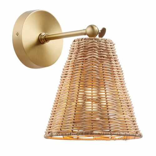 Meridian Rattan Adjustable & Convertible Wall Sconce in Natural Brass Set of 2 M90118NB